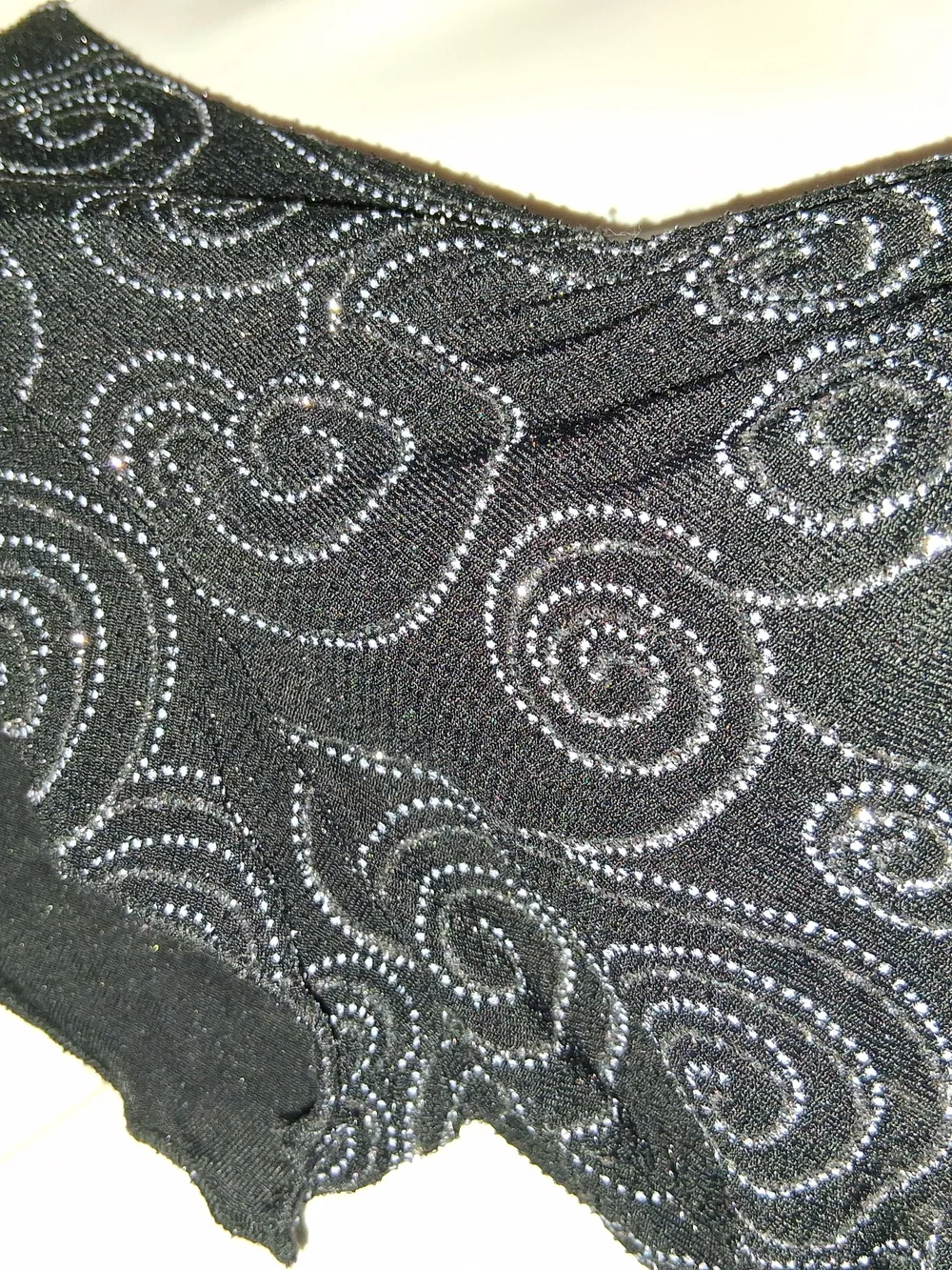 Dressbarn COLLECTION Black Sparkle Swirl Cap Sleeve Top - Picture 3 of 13